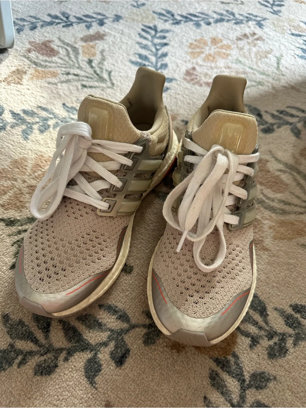 adidas Women's Ultraboost Beige and White Running Sneakers